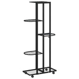 5-Floor Flower Stand with Wheels 44x23x100 cm Black Iron