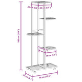 5-Floor Flower Stand with Wheels 44x23x100 cm Black Iron - Extra Image