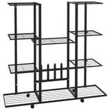 Flower Stand with Wheels 94.5x24.5x91.5 cm Black Iron - Front View