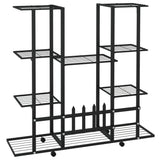 Flower Stand with Wheels 94.5x24.5x91.5 cm Black Iron