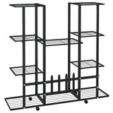 Flower Stand with Wheels 94.5x24.5x91.5 cm Black Iron - 45-Degree Angle