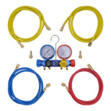 Vacuum Pump 100 L/min with 4-way Manifold Gauge Set in Tool Kit - Close-Up Angle