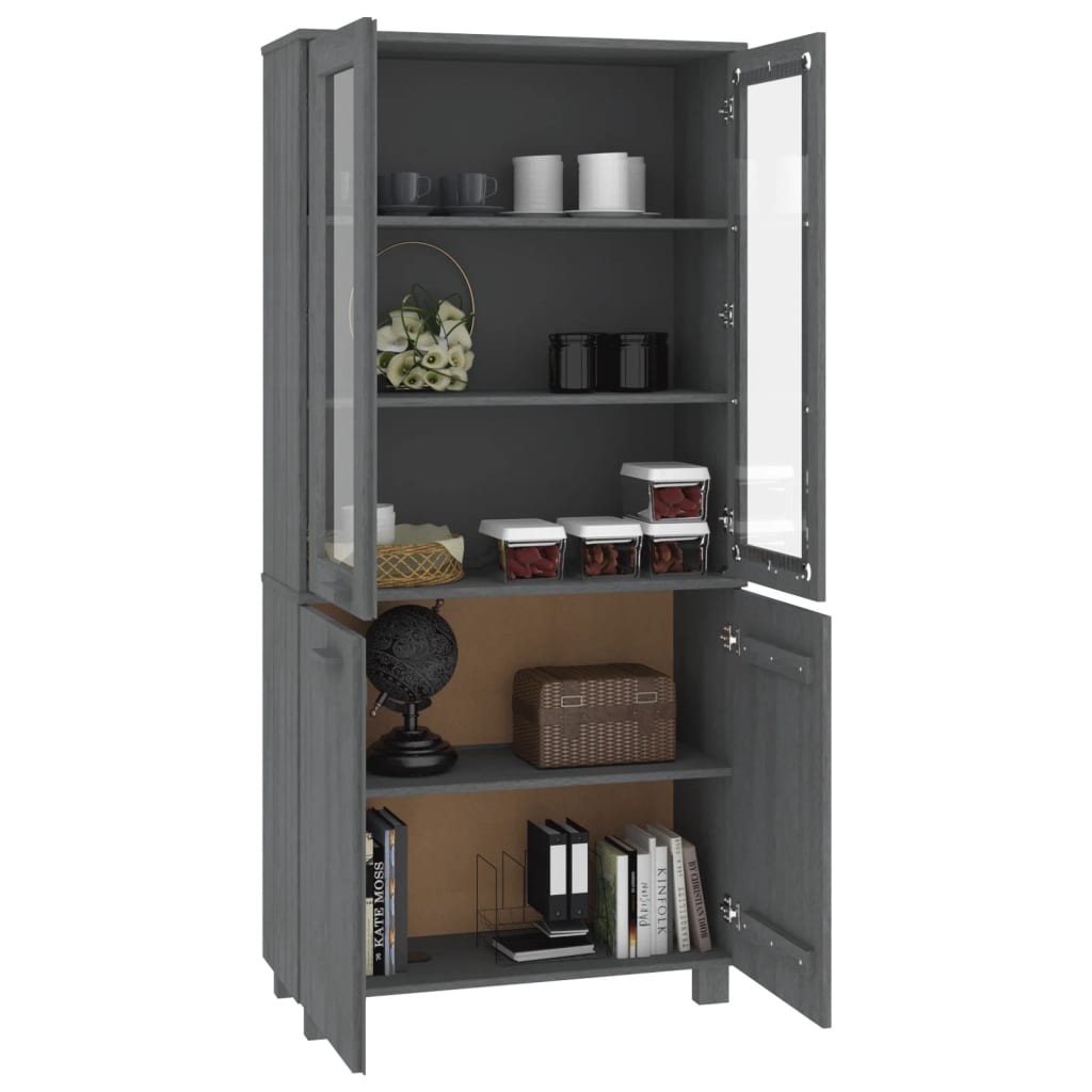 Highboard "HAMAR" Solid Wood Pine Dark Grey