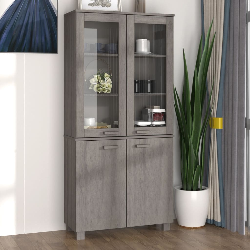 Highboard "HAMAR" Solid Wood Pine Light Grey