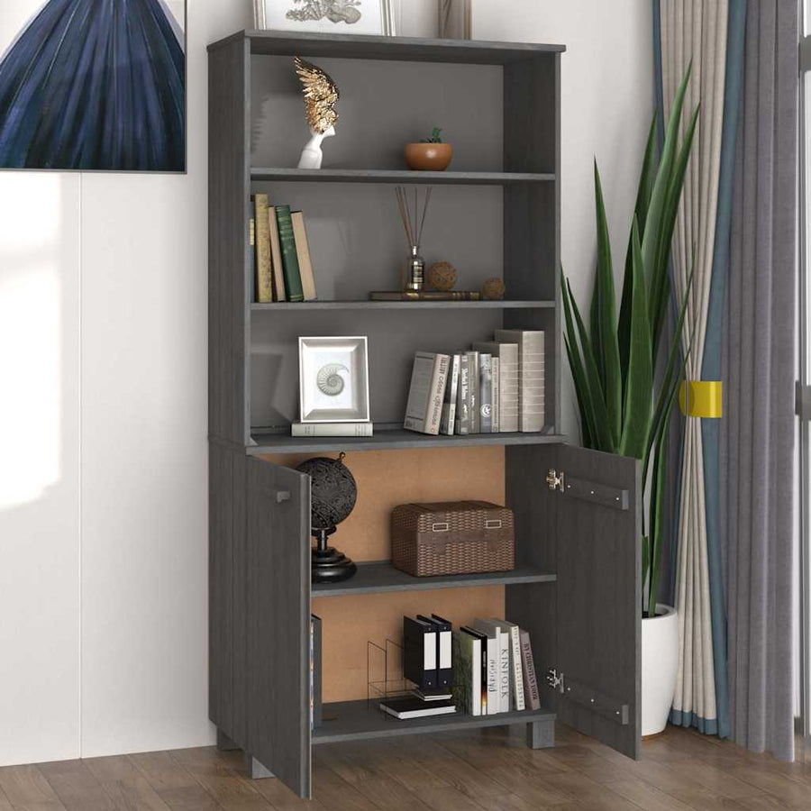 Highboard "HAMAR" Solid Wood Pine Dark Grey