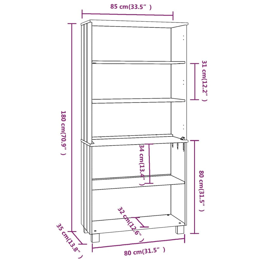 Highboard "HAMAR" Solid Wood Pine White