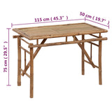 Folding Garden Table 115x50x75 cm Bamboo - Top-Down View