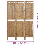3-Panel Room Divider Bamboo 120x180 cm - Low Angle