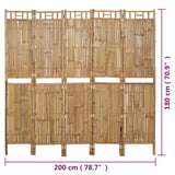 5-Panel Room Divider Bamboo 200x180 cm - Low Angle