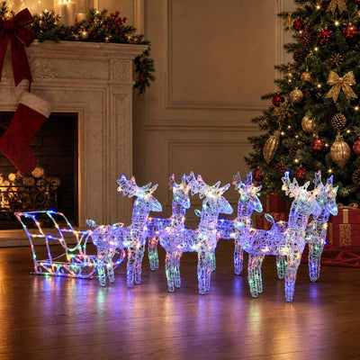 Reindeers & Sleigh Christmas Decoration 320 LEDs Acrylic