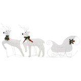 Reindeer & Sleigh Christmas Decoration 100 LEDs Outdoor White - 45-Degree Angle
