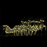 Reindeer & Sleigh Christmas Decoration 140 LEDs Outdoor Gold - Front View