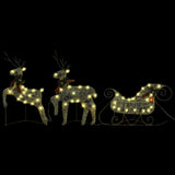 Reindeer & Sleigh Christmas Decoration 140 LEDs Outdoor Gold - 45-Degree Angle
