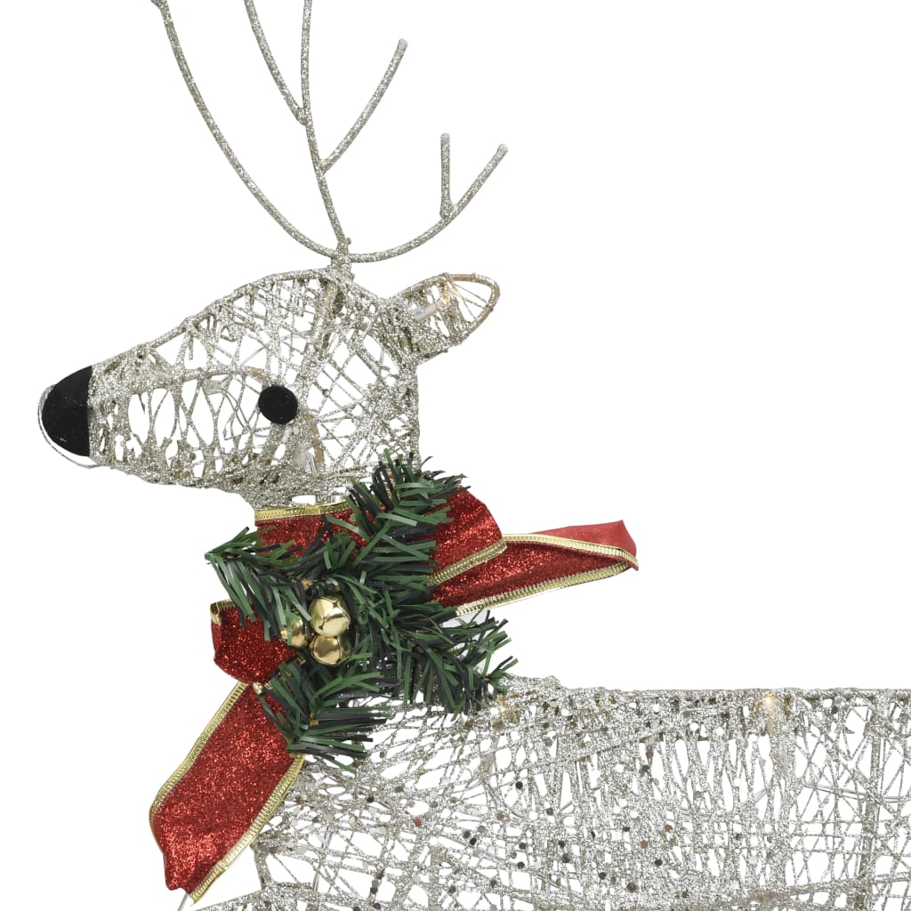 Reindeer & Sleigh Christmas Decoration 140 LEDs Outdoor Gold