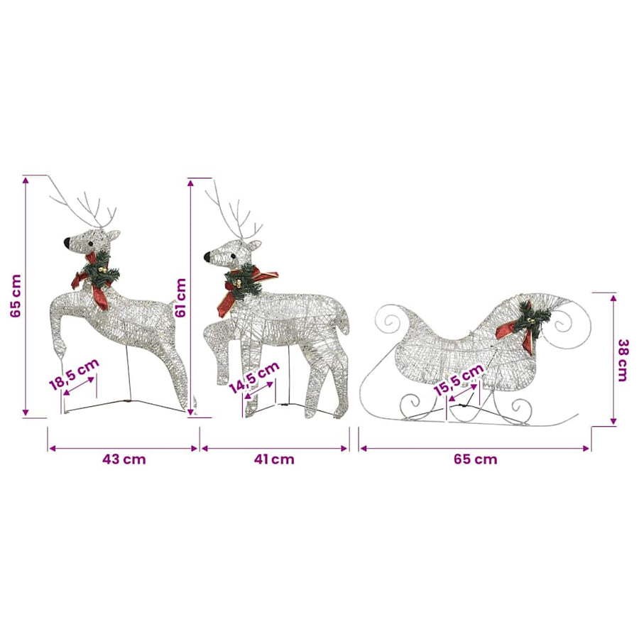 Reindeer & Sleigh Christmas Decoration 140 LEDs Outdoor Gold