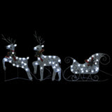 Reindeer & Sleigh Christmas Decoration 140 LEDs Outdoor Silver - Side View