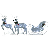 Reindeer & Sleigh Christmas Decoration 140 LEDs Outdoor White - Top-Down View