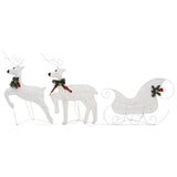 Reindeer & Sleigh Christmas Decoration 140 LEDs Outdoor White - 45-Degree Angle