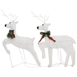 Reindeer & Sleigh Christmas Decoration 140 LEDs Outdoor White - Low Angle