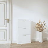 Shoe Cabinet White 59x17x108 cm Engineered Wood - Side View