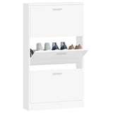 Shoe Cabinet White 59x17x108 cm Engineered Wood - Top-Down View