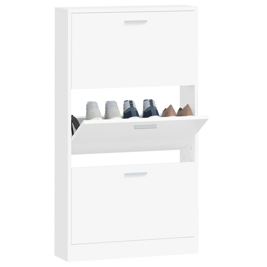 Shoe Cabinet White 59x17x108 cm Engineered Wood