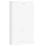 Shoe Cabinet White 59x17x108 cm Engineered Wood