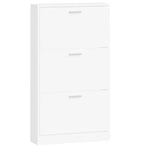 Shoe Cabinet White 59x17x108 cm Engineered Wood