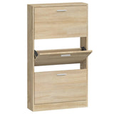 Shoe Cabinet Oak 59x17x108 cm Engineered Wood - Front View
