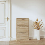 Shoe Cabinet Oak 59x17x108 cm Engineered Wood - Side View