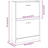 Shoe Cabinet White 59x17x81 cm Engineered Wood - Extra Image