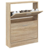 Shoe Cabinet Oak 59x17x81 cm Engineered Wood - Side View