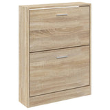 Shoe Cabinet Oak 59x17x81 cm Engineered Wood - Top-Down View