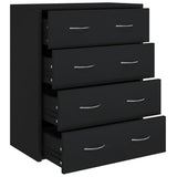 Sideboard with 4 Drawers 60x30.5x71 cm Black - Front View