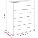 Sideboard with 4 Drawers 60x30.5x71 cm Black