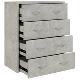 Sideboard with 4 Drawers 60x30.5x71 cm Concrete Grey - Front View