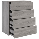 Sideboard with 4 Drawers 60x30.5x71 cm Grey Sonoma - Front View