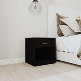 Bedside Cabinets 2 pcs with Drawer Black - Side View