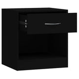 Bedside Cabinets 2 pcs with Drawer Black - Close-Up Angle