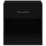 Bedside Cabinets 2 pcs with Drawer Black - Low Angle