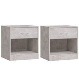Bedside Cabinets 2 pcs with Drawer Concrete Grey - Front View