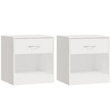 Bedside Cabinets 2 pcs with Drawer High Gloss White