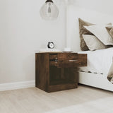 Bedside Cabinets 2 pcs with Drawer Smoked Oak - Top-Down View