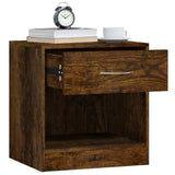 Bedside Cabinets 2 pcs with Drawer Smoked Oak - 45-Degree Angle