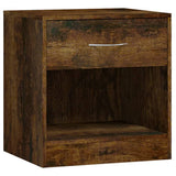 Bedside Cabinets 2 pcs with Drawer Smoked Oak - Rear View