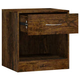 Bedside Cabinets 2 pcs with Drawer Smoked Oak - Close-Up Angle