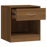 Bedside Cabinets 2 pcs with Drawer Brown Oak - Close-Up Angle