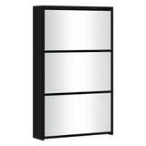 Shoe Cabinet with Mirror 3-Layer Black 63x17x102.5 cm - Side View