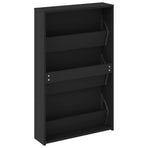 Shoe Cabinet with Mirror 3-Layer Black 63x17x102.5 cm