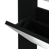 Shoe Cabinet with Mirror 3-Layer Black 63x17x102.5 cm - Rear View